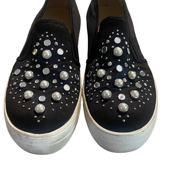 Steve Madden Black 9 Glade Black Satin Slip-On Sneakers - Picture 8 of 14